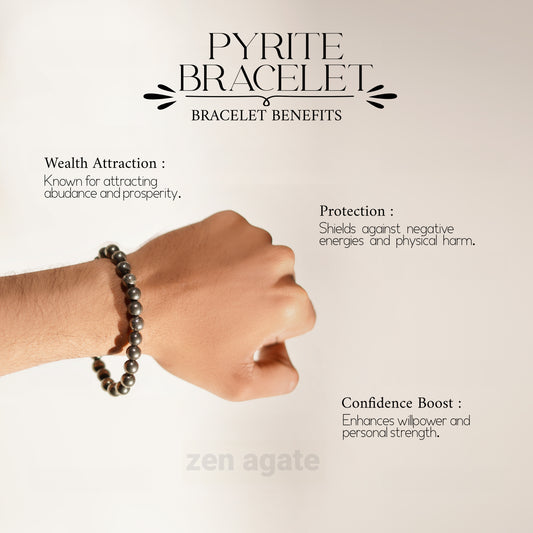 PYRITE MONEY MAGNET BRECELET FOR WEALTH AND MONEY ATTRECTION FORM ZEN AGATE