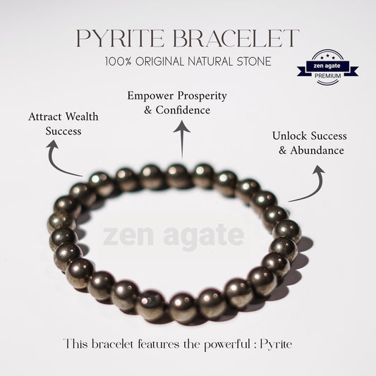 PYRITE MONEY MAGNET BRECELET FOR WEALTH AND MONEY ATTRECTION FORM ZEN AGATE