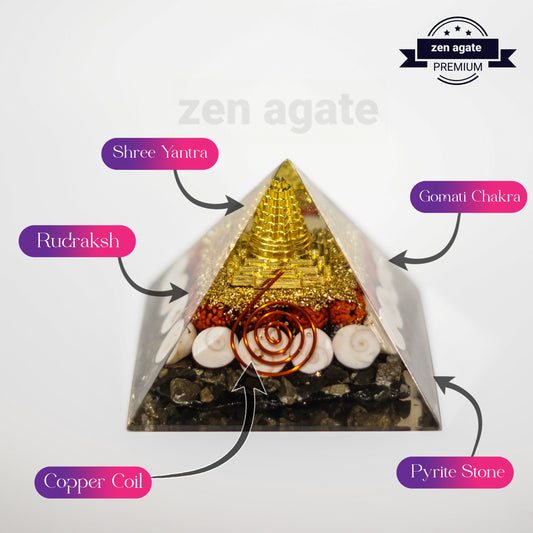 Original Crystal wealth pyrite Laxmi Pyramid - Vastu Money Wealth Good Luck Prosperity