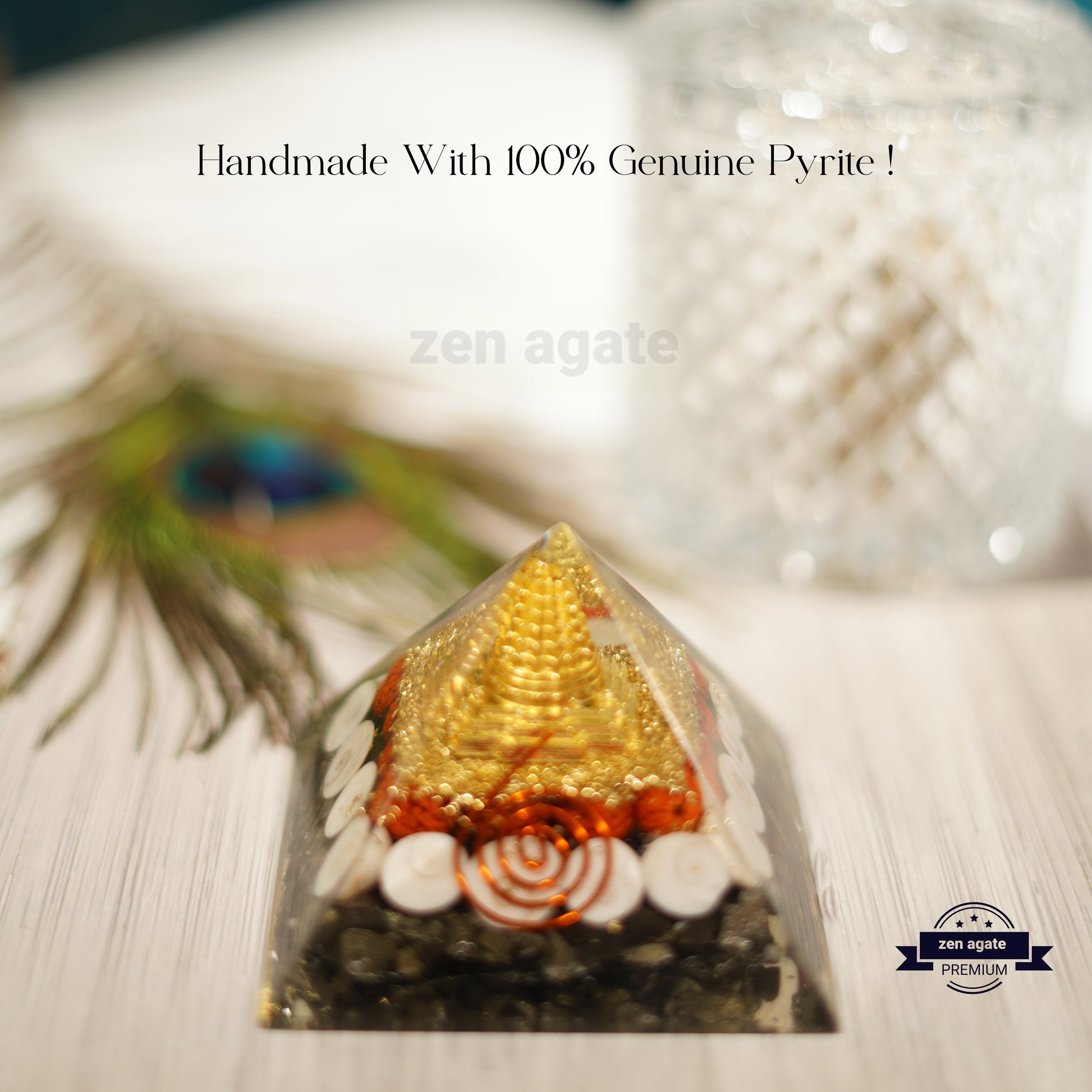 Original Crystal wealth pyrite Laxmi Pyramid - Vastu Money Wealth Good Luck Prosperity